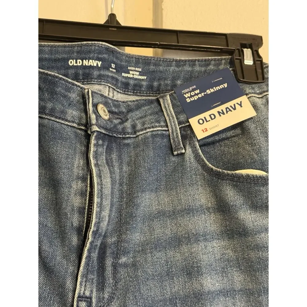 Old Navy WOW Super Skinny High Rise Jeans Women’s 12 Short Medium Wash NWT - Picture 3 of 6